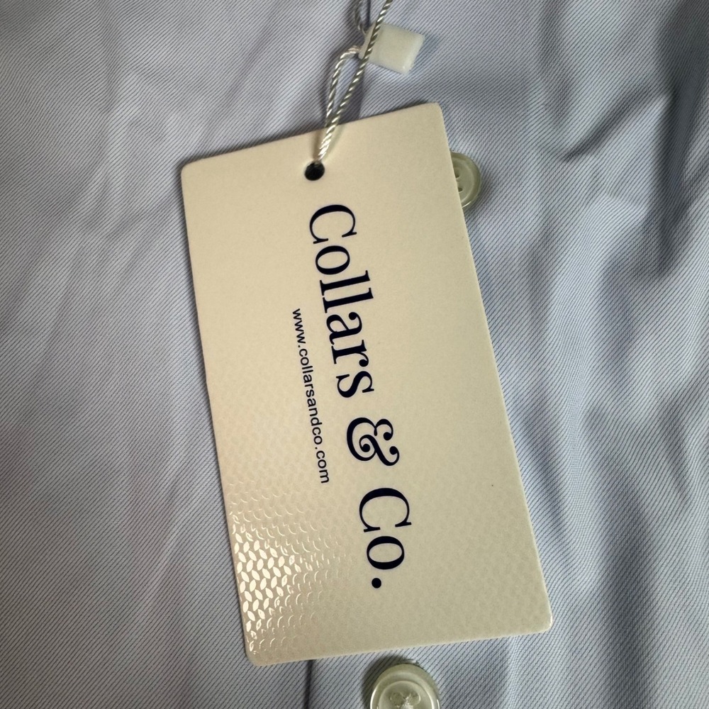 NWT Collars & Co Mens Apex Performance Dress Shirt L Pale Blue Nylon Spandex - Picture 6 of 12